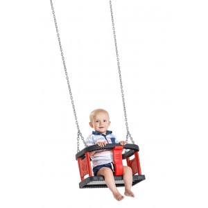 Huśtawka gumowa kubełkowa Curve - Czerwono-czarna