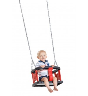 Huśtawka gumowa kubełkowa Curve - Czerwono-czarna